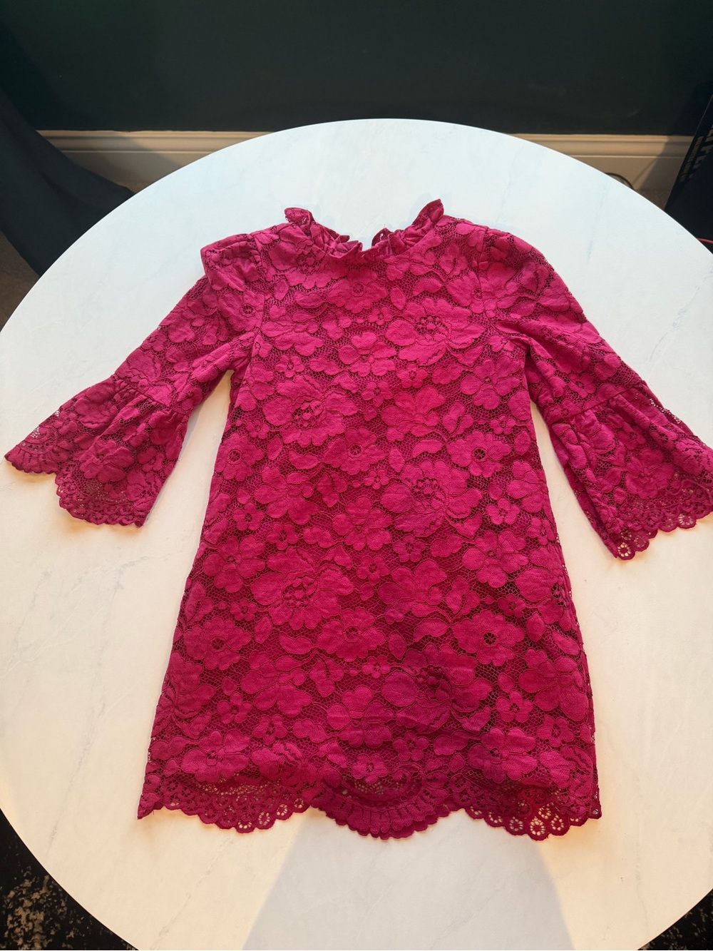 Janie & Jack Girls' Lace Dress - Magenta Pink Floral A-Line